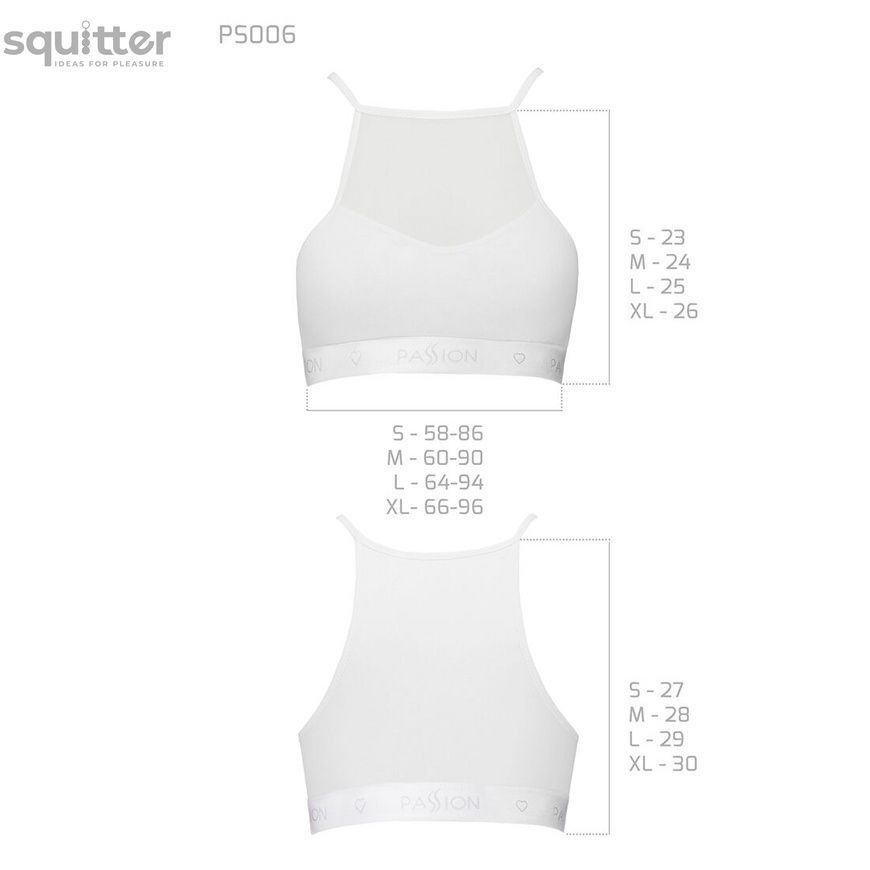 Спортивный топ с прозрачной вставкой Passion PS006 TOP white, size L SO4243 - онлайн-сексшоп Сквитер
