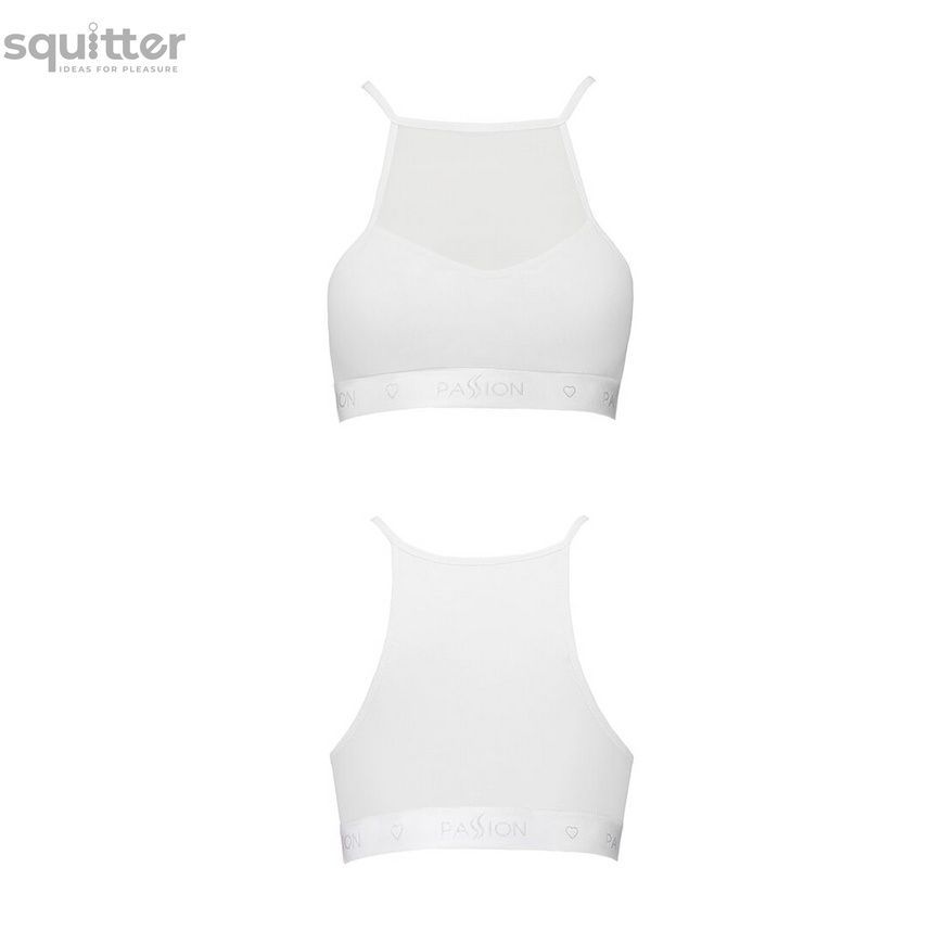 Спортивный топ с прозрачной вставкой Passion PS006 TOP white, size L SO4243 - онлайн-сексшоп Сквитер