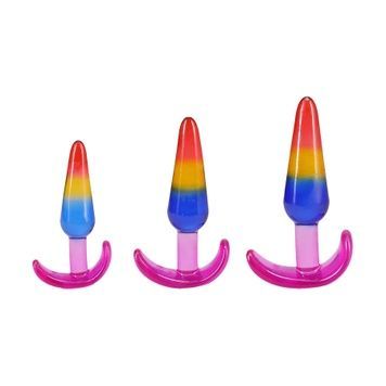 Набір анальних пробок Doc Johnson Crystal Jellies - Anal Trainer Set - Rainbow SX4435 - онлайн-сексшоп Сквітер