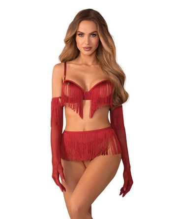 Комплект Obsessive Rossay Red 4-pcs crotchless set L/XL SX5100 - онлайн-сексшоп Сквітер