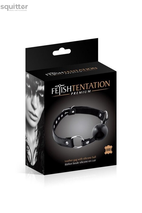 Кляп Fetish Tentation Premium Leather gag with silicone ball Black SX1101 фото