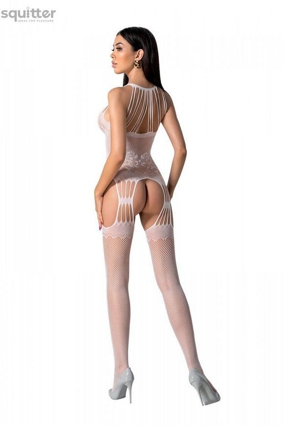 Бодістокінг з безліччю бретелей Passion BS095 One Size, white, імітація пояса та панчіх, з доступом SO8928 - онлайн-сексшоп Сквітер
