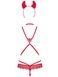Эротический костюм чертика из стреп Obsessive Evilia teddy red L/XL, боди, чокер, накладки на соски,SO7707,4 - интернет-магазин интимных товаров Squitter