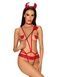 Эротический костюм чертика из стреп Obsessive Evilia teddy red L/XL, боди, чокер, накладки на соски,SO7707,1 - интернет-магазин интимных товаров Squitter
