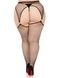 Панчохи Leg Avenue Stokings with O-ring Attached Garter Belt, 1X/2X, чорні, у сітку, імітація пояса SX1062,2 - інтернет-магазин інтимних товарів Squitter