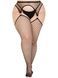 Панчохи Leg Avenue Stokings with O-ring Attached Garter Belt, 1X/2X, чорні, у сітку, імітація пояса SX1062,3 - інтернет-магазин інтимних товарів Squitter