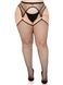 Панчохи Leg Avenue Stokings with O-ring Attached Garter Belt, 1X/2X, чорні, у сітку, імітація пояса SX1062,1 - інтернет-магазин інтимних товарів Squitter