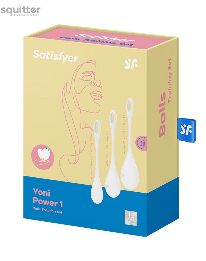 Набір йоні намистин Satisfyer Yoni Power 1 White, діаметр 2-2,5-3см, вага 22-46-74гр SO6735 фото