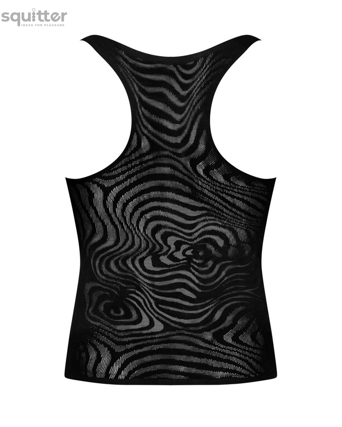 Мужская полупрозрачная майка-борцовка с узором Obsessive T103 tank top S/M/L, черная SO7311 фото