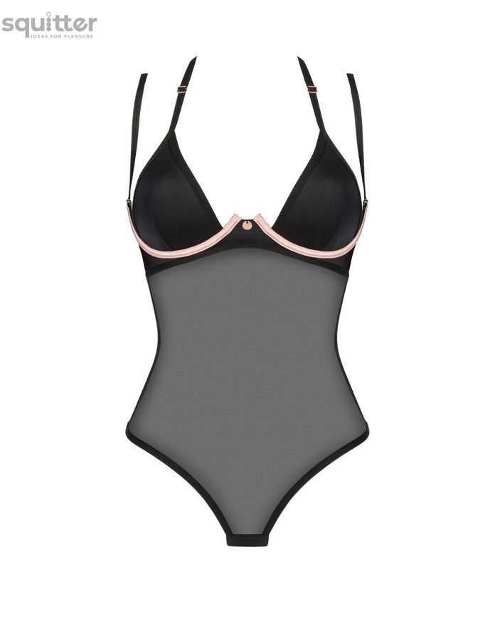 Прозоре боді Obsessive Selinne teddy M/L Black, дрібна сітка, подвійні бретелі SO8665 - онлайн-сексшоп Сквітер