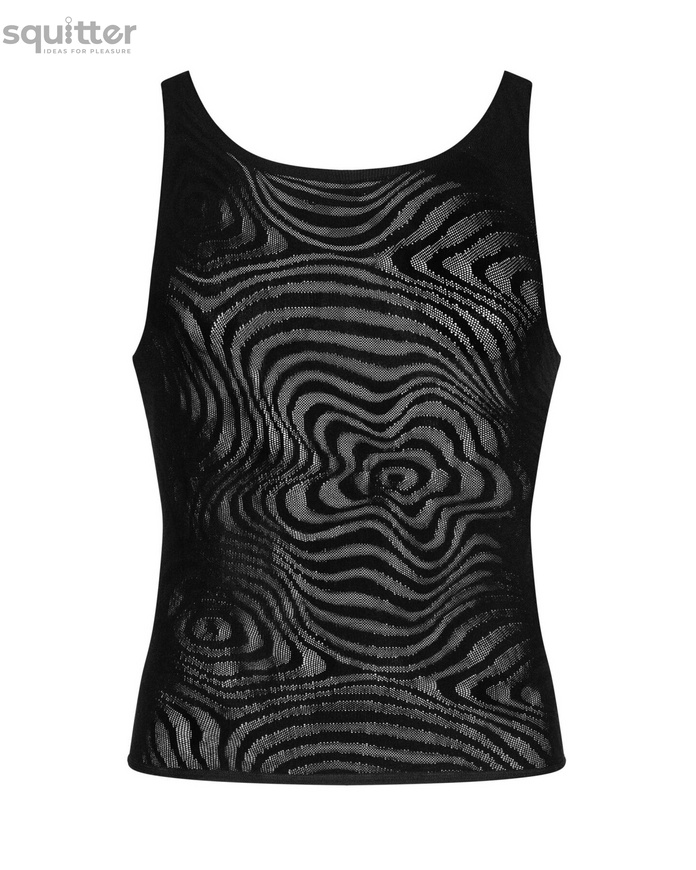 Мужская полупрозрачная майка-борцовка с узором Obsessive T103 tank top S/M/L, черная SO7311 фото