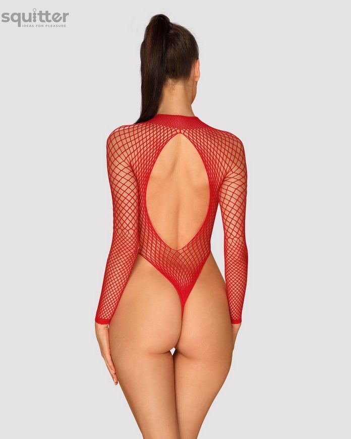 Сетчатый бодистокинг с длинным рукавом Obsessive B126 teddy red S/M/L, красный SO7211 - онлайн-сексшоп Сквитер
