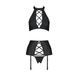Комплект з еко-шкіри імітація шнурівки Passion NANCY SET XXL/XXXL black топ трусики пояс для панчіх SO5375,3 - інтернет-магазин інтимних товарів Squitter