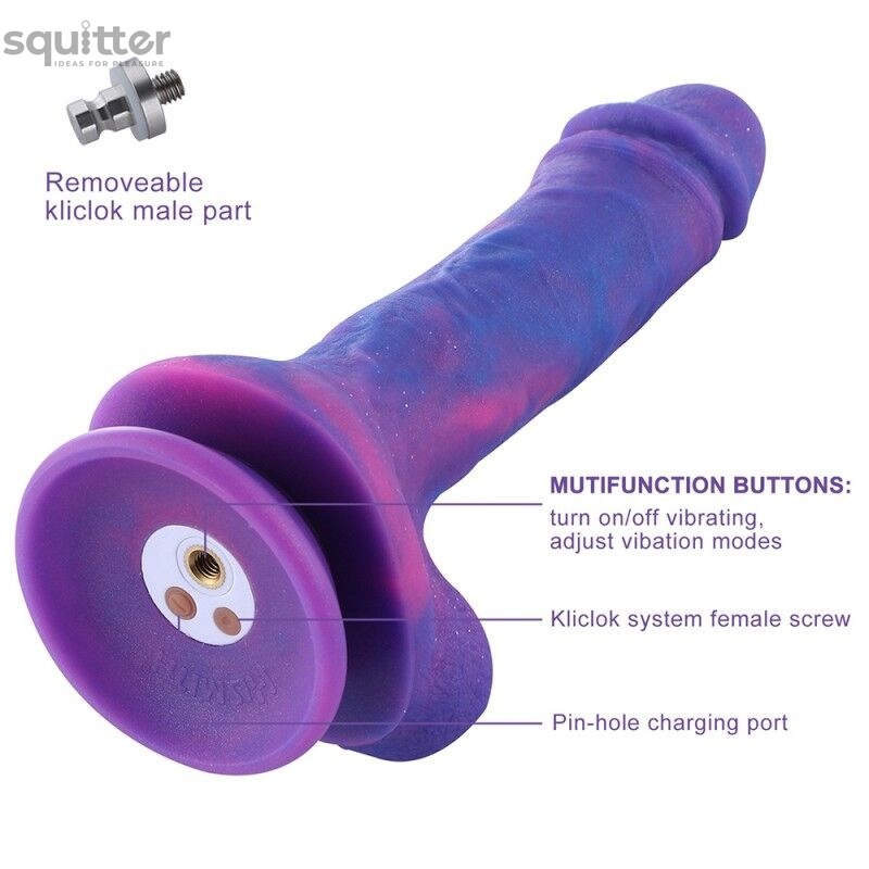 Фалоімітатор 8.2″ з вібрацією для секс-машин Hismith Purple Silicone Dildo with Vibe, знімний конект SO6212 фото