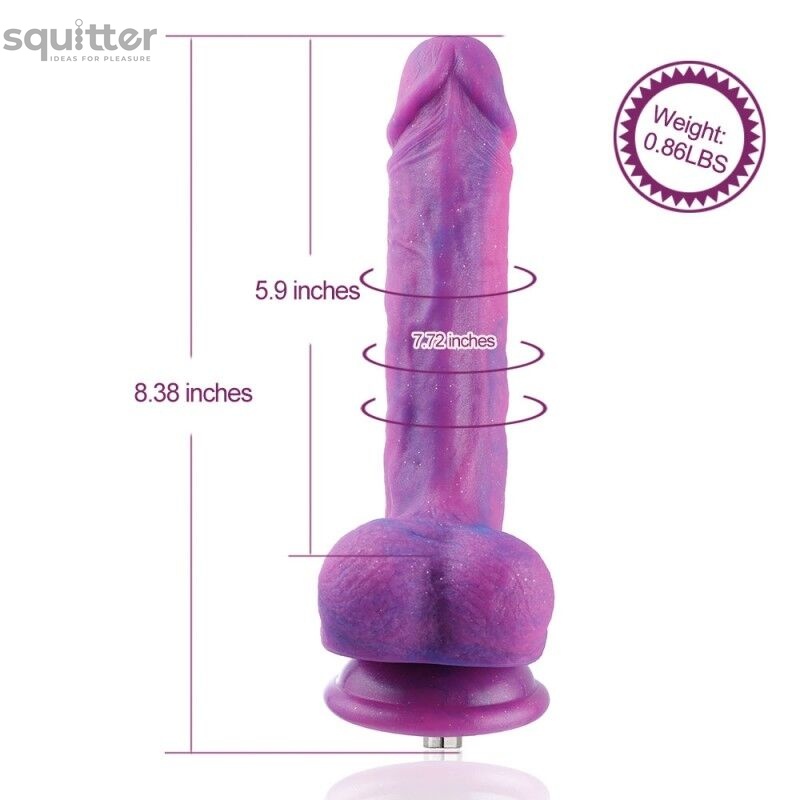 Фалоімітатор 8.2″ з вібрацією для секс-машин Hismith Purple Silicone Dildo with Vibe, знімний конект SO6212 фото