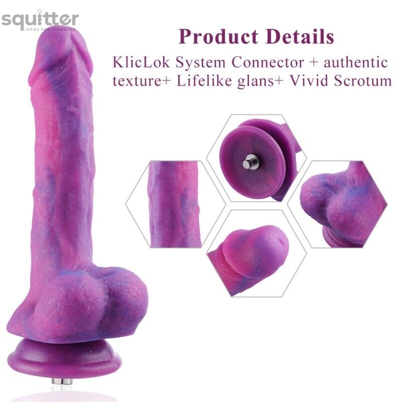 Фалоімітатор 8.2″ з вібрацією для секс-машин Hismith Purple Silicone Dildo with Vibe, знімний конект SO6212 фото