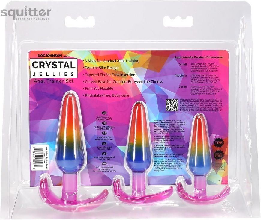Набір анальних пробок Doc Johnson Crystal Jellies - Anal Trainer Set - Rainbow SX4435 - онлайн-сексшоп Сквітер