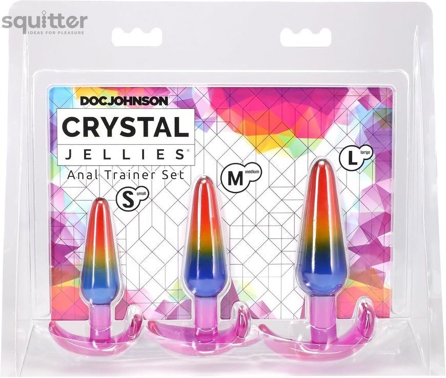 Набір анальних пробок Doc Johnson Crystal Jellies - Anal Trainer Set - Rainbow SX4435 - онлайн-сексшоп Сквітер