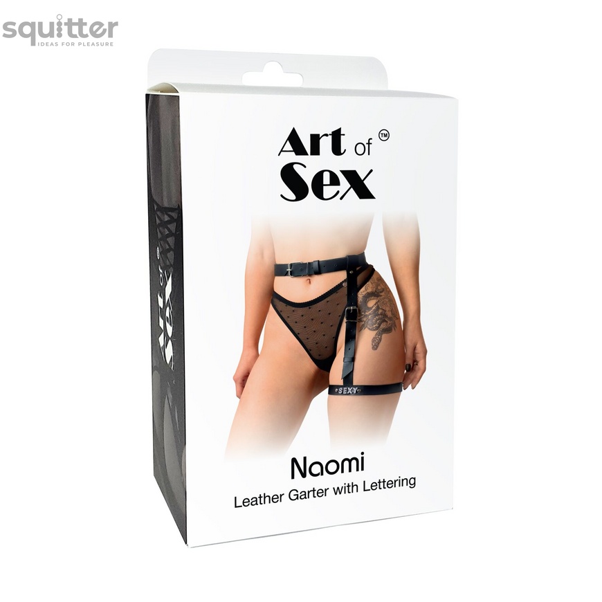 Гартер на ногу Art of Sex - Naomi з написом SEXY, натуральна шкіра, розмір XS-2XL, колір рожевий SO7511 фото