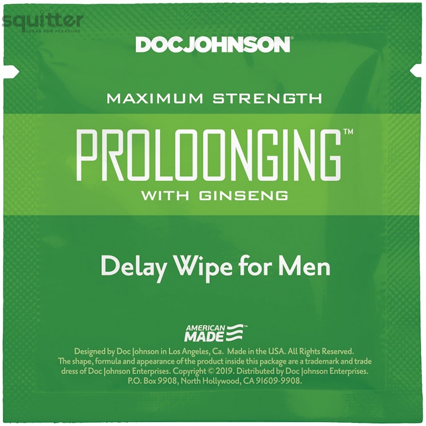 Пролонгирующая салфетка Doc Johnson Delay Wipe For Men с экстрактом женьшеня SO3486 фото