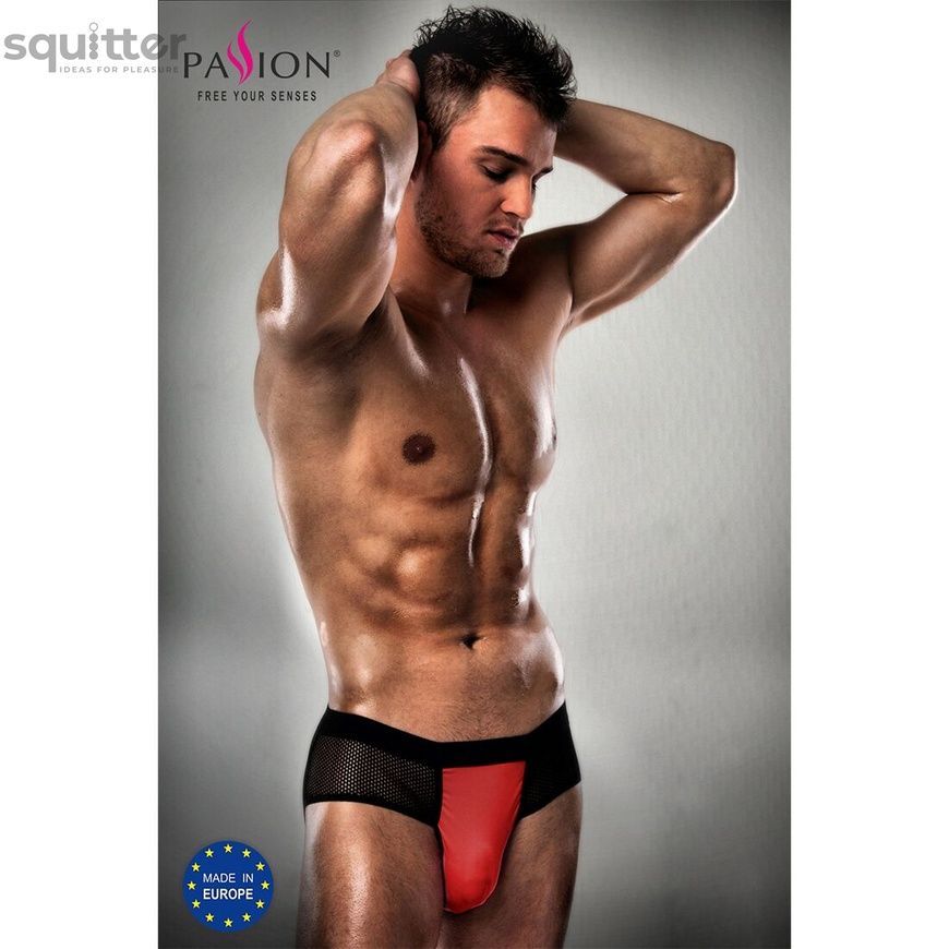 Чоловічі трусики з червоним гульфіком Passion 007 THONG red S/M PSM0078 - онлайн-сексшоп Сквітер