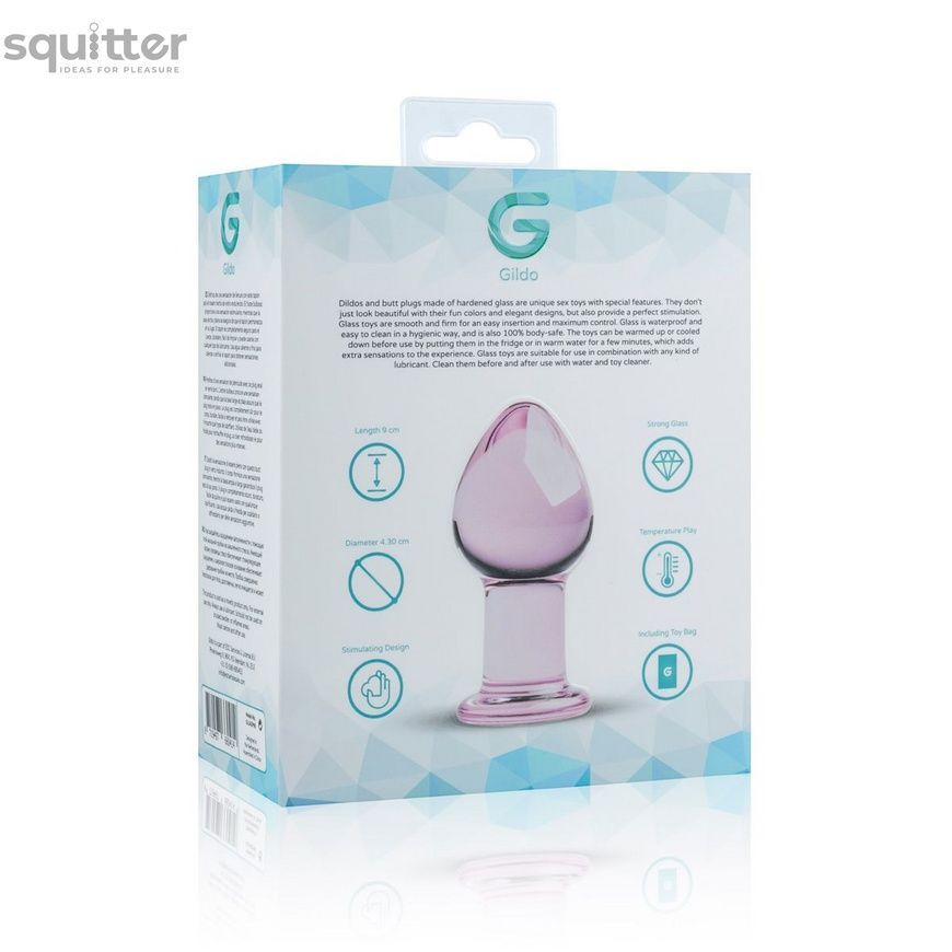 Розовая анальная пробка из стекла Gildo Pink Glass Buttplug No. 27 SO4421 - онлайн-сексшоп Сквитер