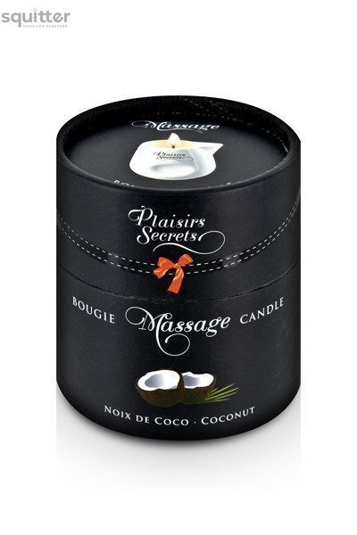 Массажная свеча Plaisirs Secrets Coconut (80 мл) подарочная упаковка, керамический сосуд SO1846 - онлайн-сексшоп Сквитер