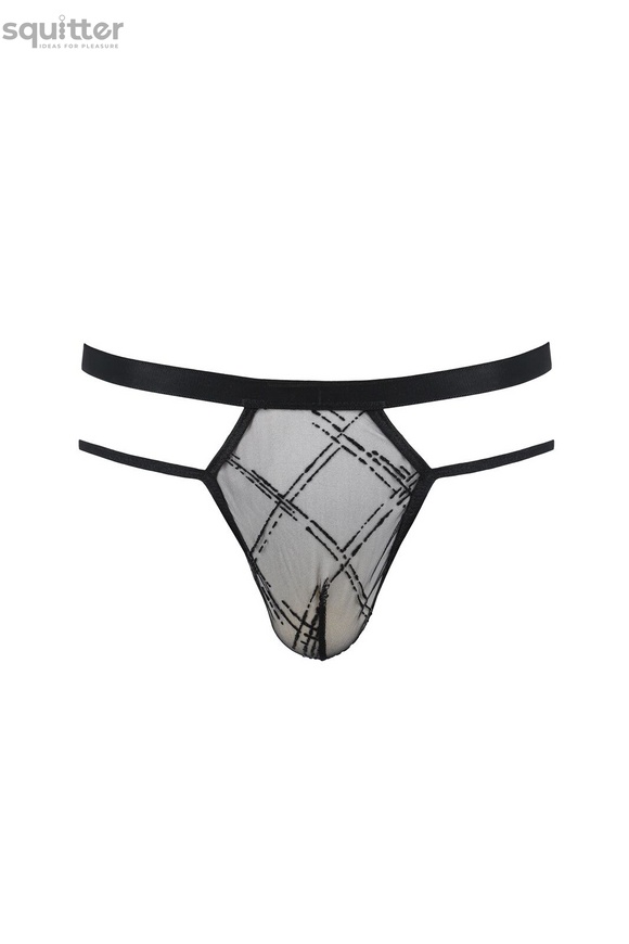 Чоловічі прозорі стринги Passion 029 Thong Collin S/M Black, сітка SO7559 фото