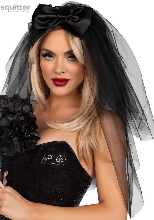 Фата нареченої Leg Avenue Tiered bridal veil O/S Black SX2796 - онлайн-сексшоп Сквітер