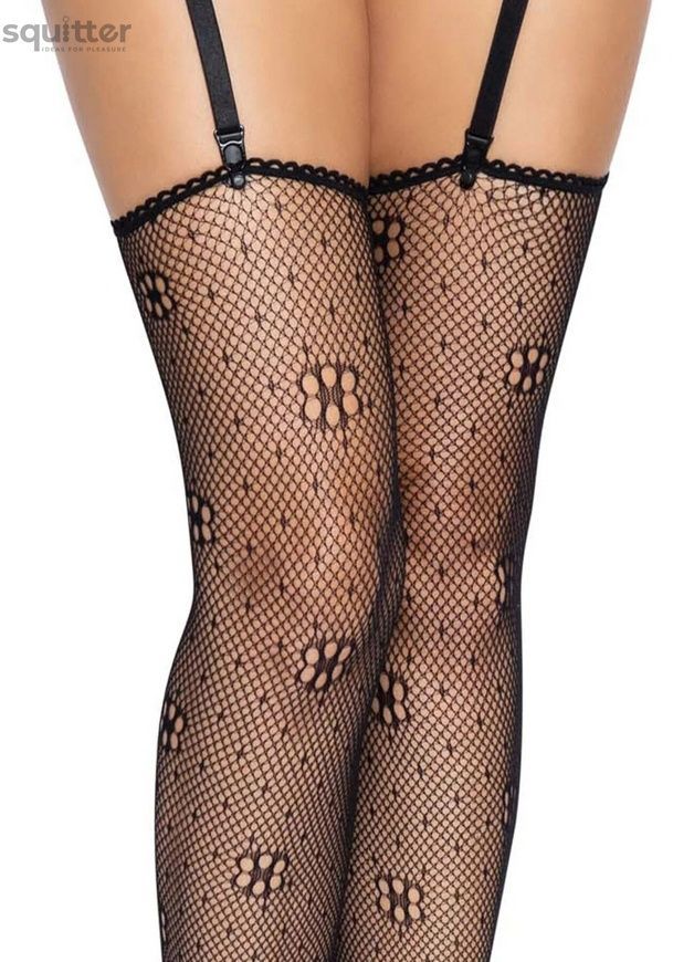 Панчохи Leg Avenue Daisy Dot Fishnet Stockings One Size Black SX2746 - онлайн-сексшоп Сквітер