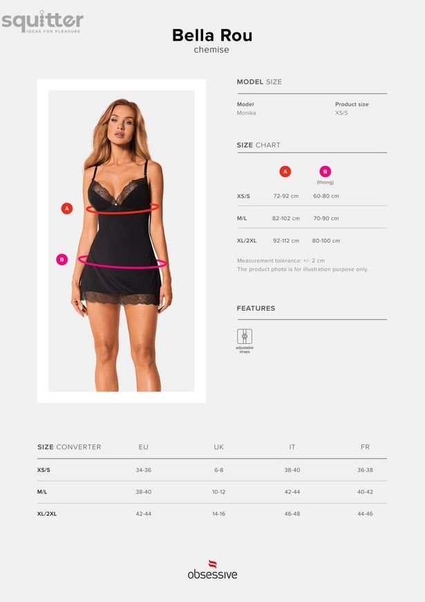 Сорочка та трусики Obsessive Bella Rou chemise & thong XL/2X SO7860 - онлайн-сексшоп Сквітер
