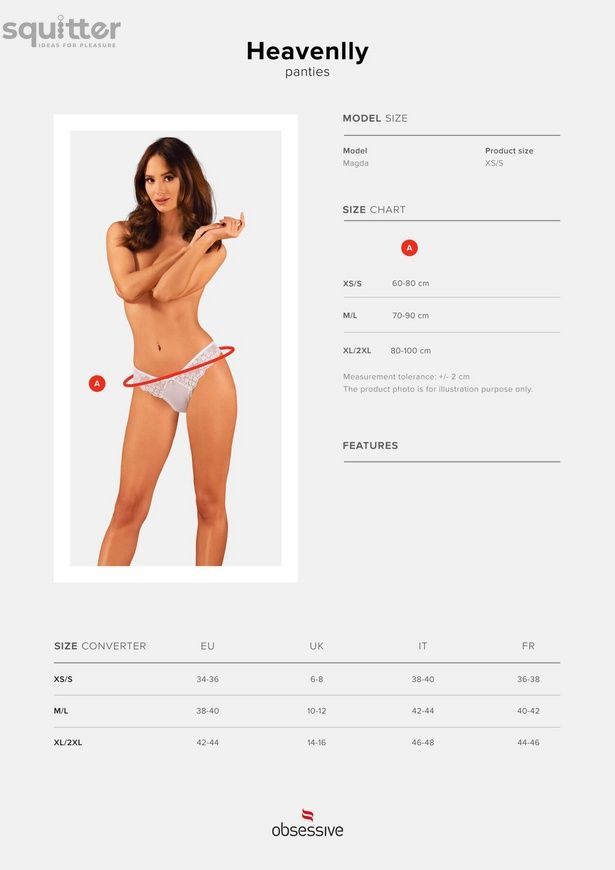 Полупрозрачные трусики Obsessive Heavenlly panties XL/2XL, открытые ягодицы SO8171 - онлайн-сексшоп Сквитер