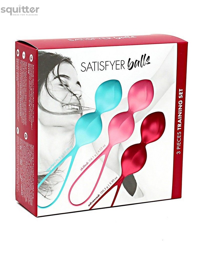 Вагінальні кульки Satisfyer V Balls (3 пари), діаметр 3,4 см, вага 79-114-150гр, монолітні SO2301 фото