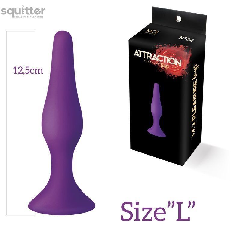 Анальная пробка на присоске MAI Attraction Toys №34 Purple, длина 12,5см, диаметр 3,2см SO5009 - онлайн-сексшоп Сквитер