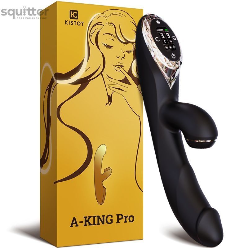 Вакуумный вибратор-кролик с подогревом KISTOY A-King Pro Black, с LED-экраном SO4080 - онлайн-сексшоп Сквитер