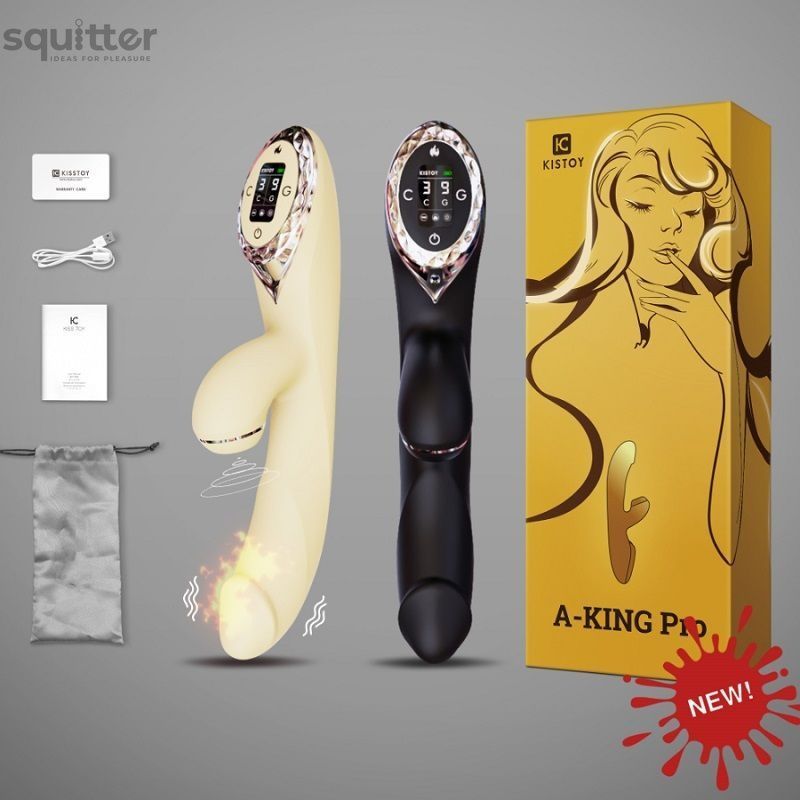 Вакуумный вибратор-кролик с подогревом KISTOY A-King Pro Black, с LED-экраном SO4080 - онлайн-сексшоп Сквитер