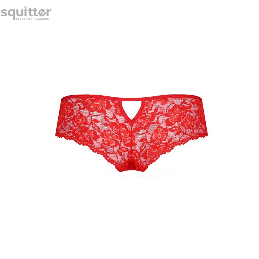 Трусики-бразиліана з квіткового мережива Raja Thong red L/XL - Passion SO5376 фото