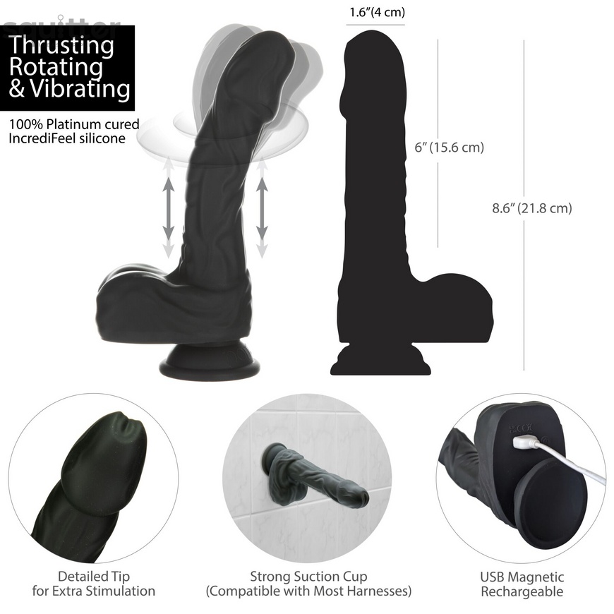 Фалоімітатор Naked Addiction – 8.6” Silicone Rotating & Thrusting Vibrating Dildo with Remote Black SO8907 фото