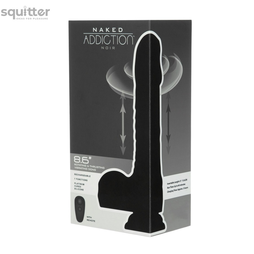 Фалоімітатор Naked Addiction – 8.6” Silicone Rotating & Thrusting Vibrating Dildo with Remote Black SO8907 фото