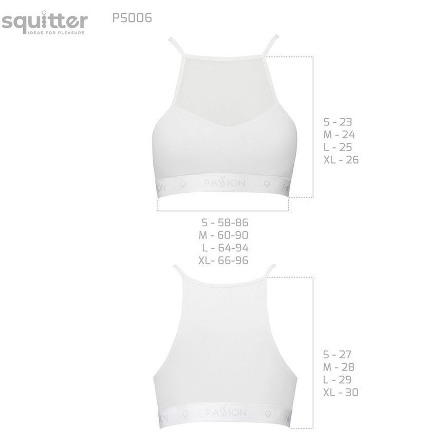 Спортивний топ з прозорою вставкою Passion PS006 TOP S, white SO4245 - онлайн-сексшоп Сквітер