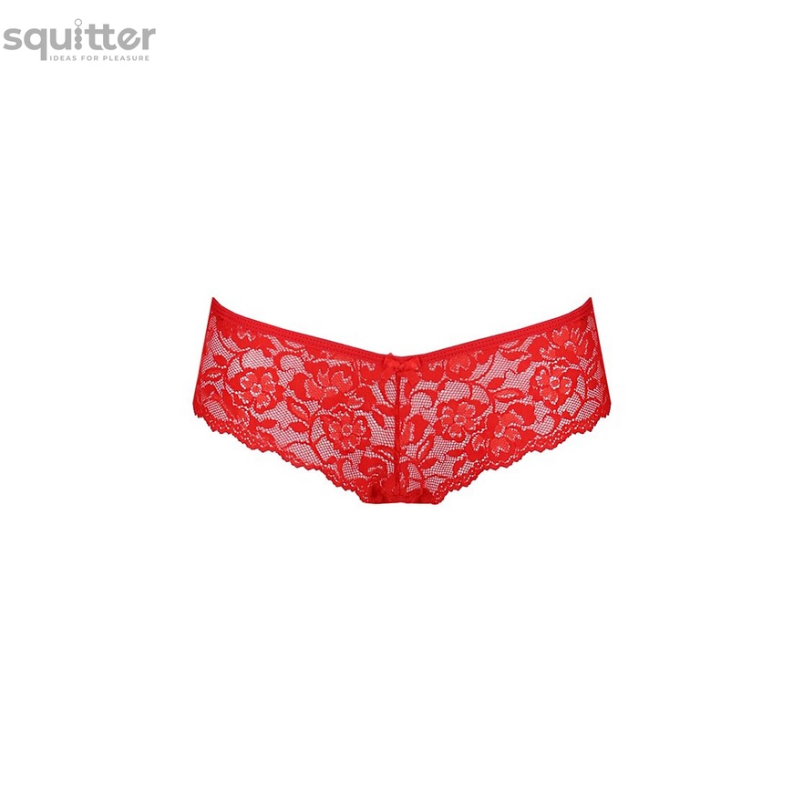 Трусики-бразилиана из цветочного кружева Raja Thong red L/XL - Passion SO5376 фото