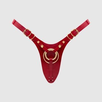 Трусики для страпона Strap-On-Me Leatherette Harness Fabulous - One Size - Red Glossy SX2853 - онлайн-сексшоп Сквітер