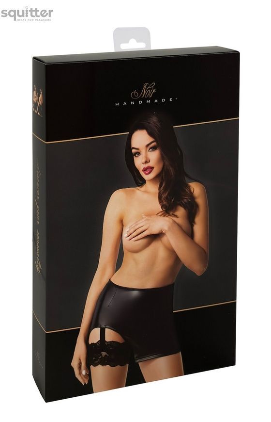 Спідниця Noir Handmade F345 Powerwetlook skirt with garter - XXL SX2138 - онлайн-сексшоп Сквітер
