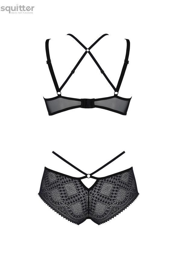 Комплект Passion DROSERA BIKINI black, L/XL, бюстгальтер і трусики-кюлоти SX0467 - онлайн-сексшоп Сквітер