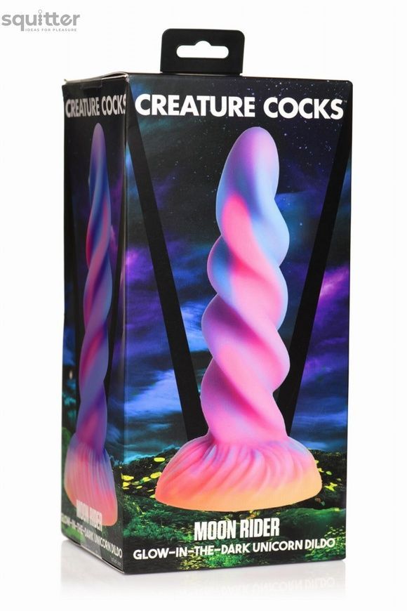 Фентезійний фалоімітатор Creature Cocks Glow-in-the-Dark Unicorn Dildo, світиться в темряві, 20,6 см SX2205 - онлайн-сексшоп Сквітер
