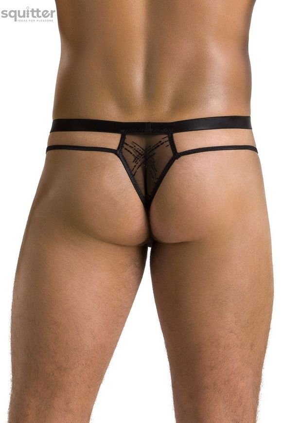Мужские прозрачные стринги Passion 029 Thong Collin XXL/XXXL Black, сетка SO7560 - онлайн-сексшоп Сквитер