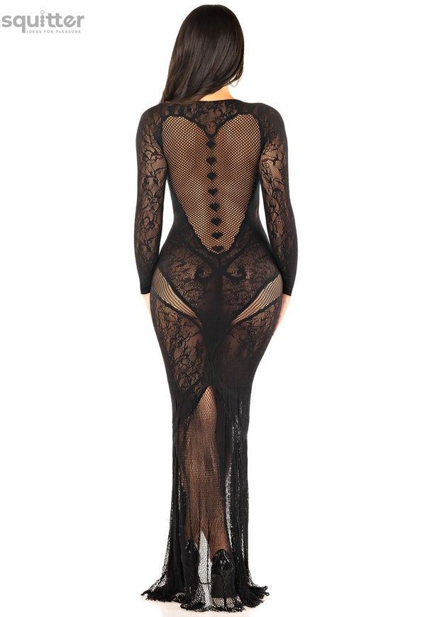Сукня Leg Avenue Lace and Net Bodycon Gown One Size, Black SX1737 - онлайн-сексшоп Сквітер