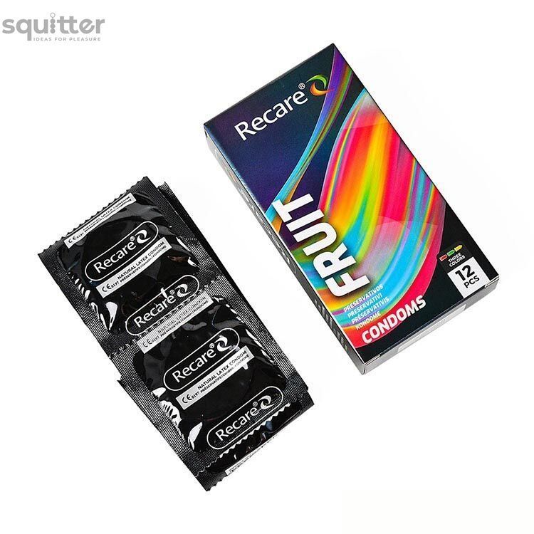 Презервативи Holographic Recare Fruit Flavour Condoms 12 шт, аромати: м'ята, банан, полуниця SX3339 - онлайн-сексшоп Сквітер