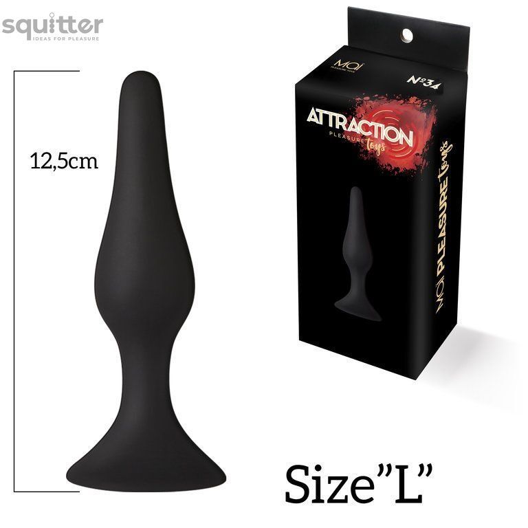 Анальная пробка на присоске MAI Attraction Toys №34 Black, длина 12,5см, диаметр 3,2см SO5010 - онлайн-сексшоп Сквитер