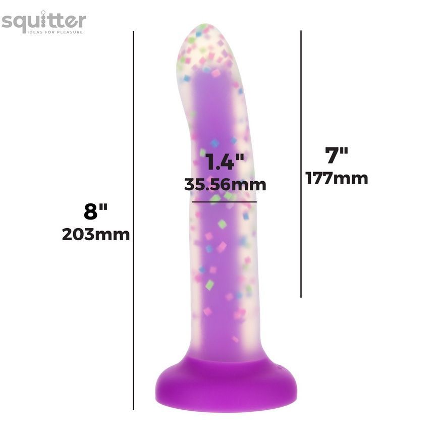 Фалоімітатор, що світиться в темряві, ADDICTION Rave 8&Prime;, Glow in the Dark Dildo Purple Confetti, 20,3 см SX1301 - онлайн-сексшоп Сквітер